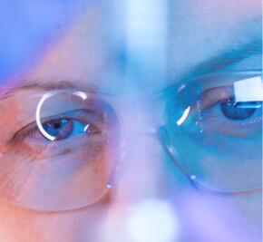 person looking at the glass